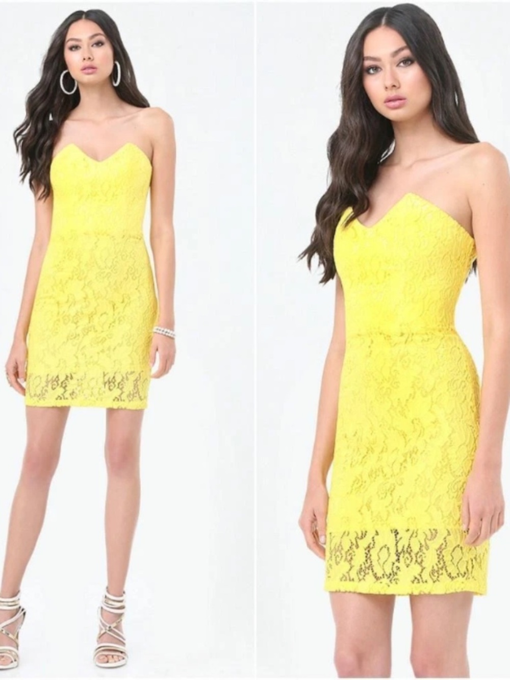 NEW Bebe Yellow Floral Lace Strapless bustier Cocktail Top Dress X XS XXS 00